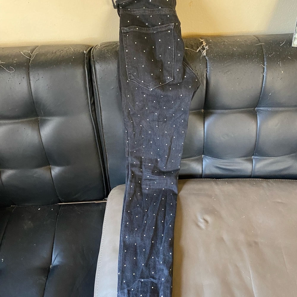 Rhine stone embellished jeans.